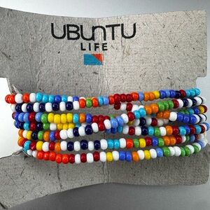 NEW Ubuntu Life Rainbow Glass Bead Bracelet Pack Pack of 7 Handmade